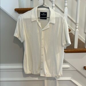Hollister White Casual Button Down Shirt Relaxed Fit.  Men Size x-small